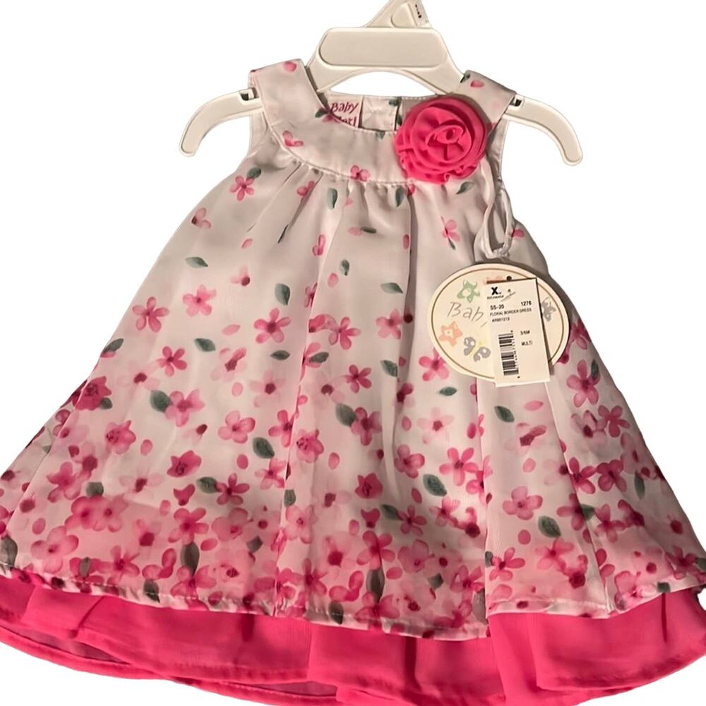 NWT Easter Floral Beautiful quality pink & white floral baby dress! Size 3-6m